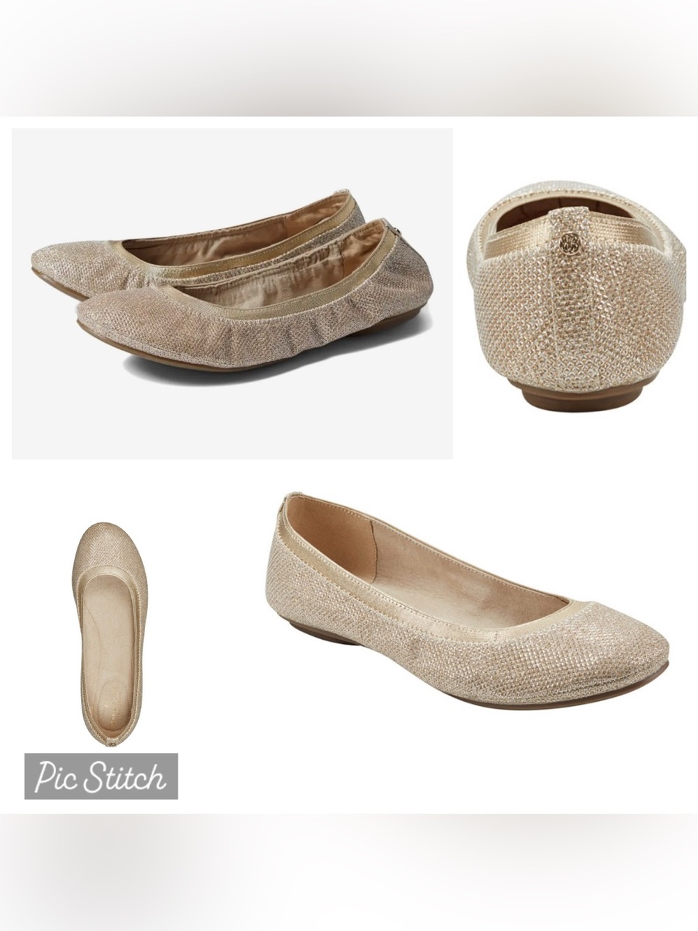 Bandolino B-Flexible BDEDITIon Metallic Gold Shimmer Sparkle Ballet Flats Sz 10M